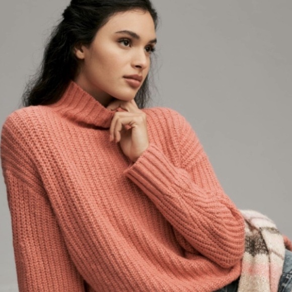 Anthropologie maeve dakotah chunky knit oversized sweater pink - Picture 2 of 6